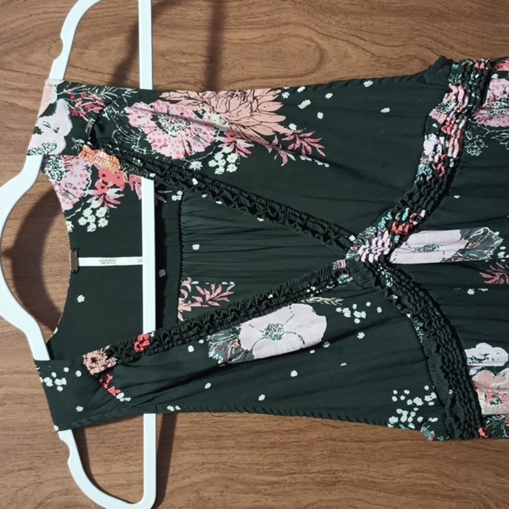 Free People High Low Haze Black Floral Sleeveless Tunic Top Tank Shirt XS Small - Picture 6 of 8